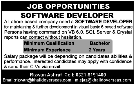 Software Developer Required