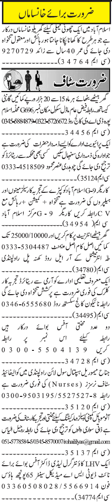 Classified Rawalpindi Jang Misc. Jobs 4
