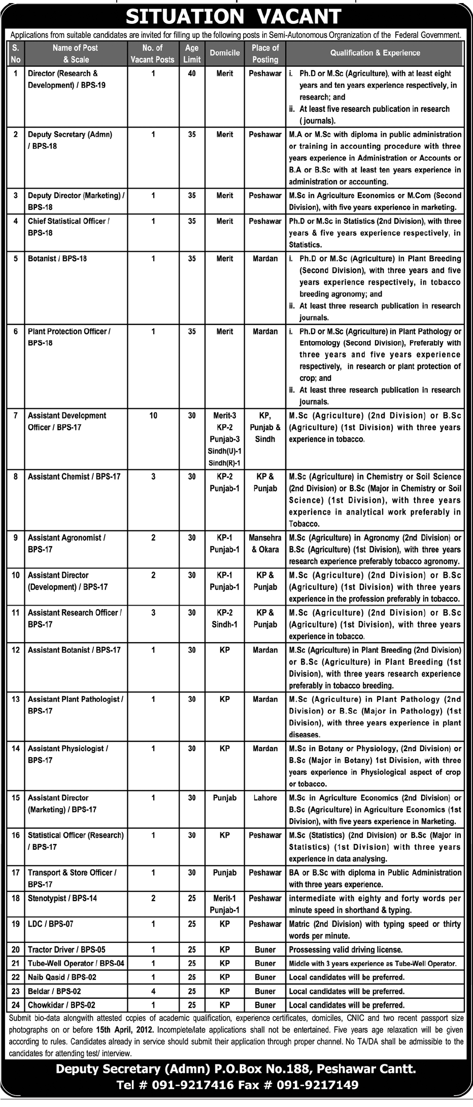 Semi-Autonomous Organization of Federal Government Jobs