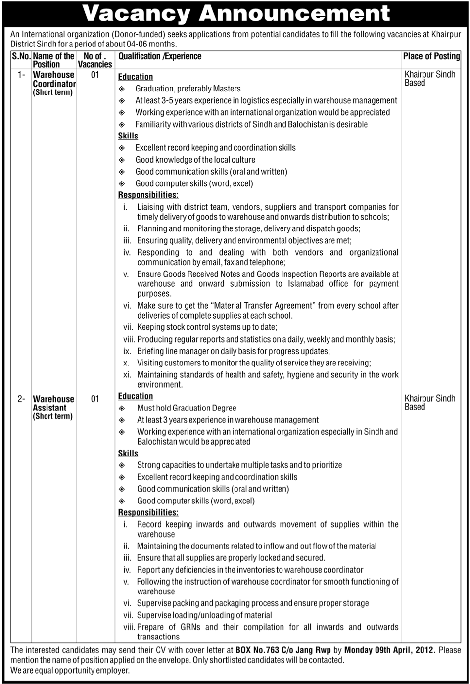 International Organization (Donor-Funded) Jobs