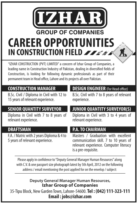 Izhar Group of Companies Jobs