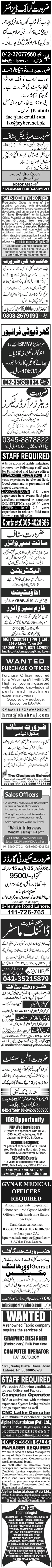 Classified Lahore Jang Misc. Jobs 1