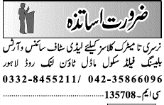 Classified Lahore Jang Misc. Jobs 1