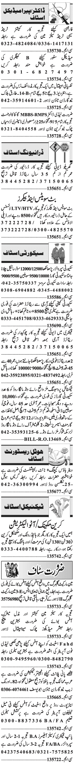 Classified Lahore Jang Misc. Jobs 1