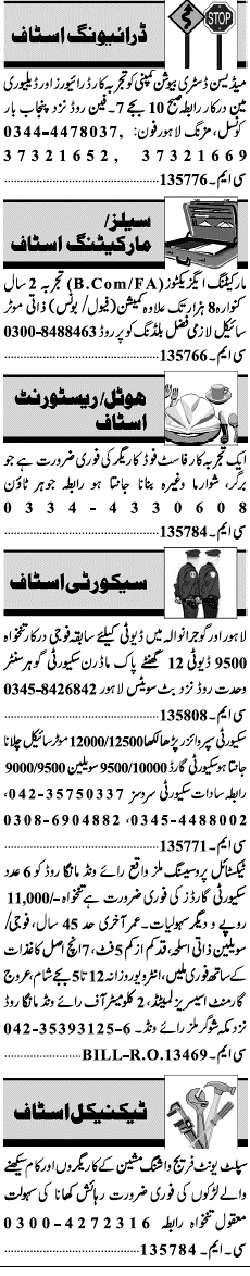 Classified Lahore Jang Misc. Jobs 2