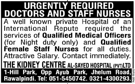 Doctors & Female Staff Nurses Jobs