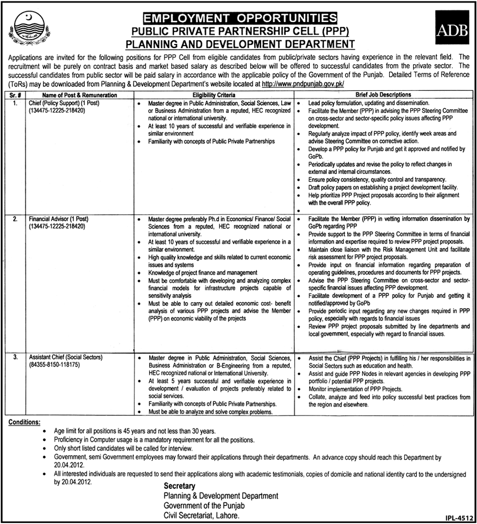 Planning and Development Department (Govt.) Jobs