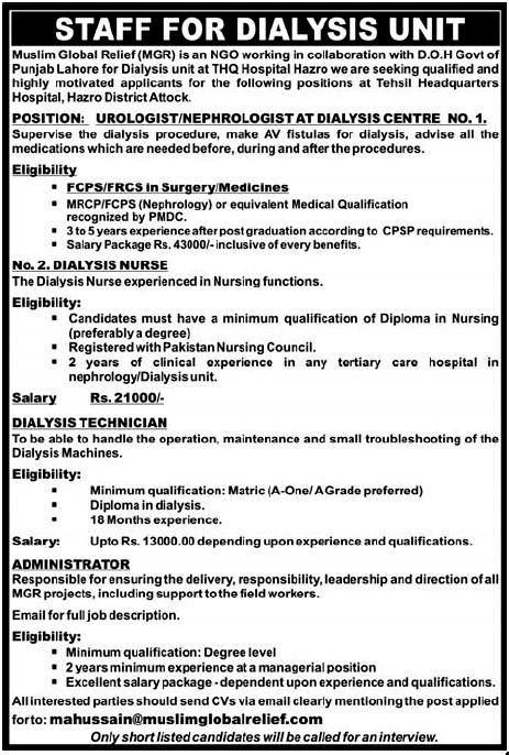 Muslim Global Relief (NGO) Jobs