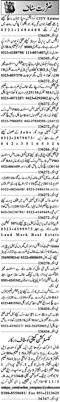 Classified Lahore Jang Misc. Jobs 4