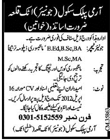 Army Public School Attock (Govt.) Jobs