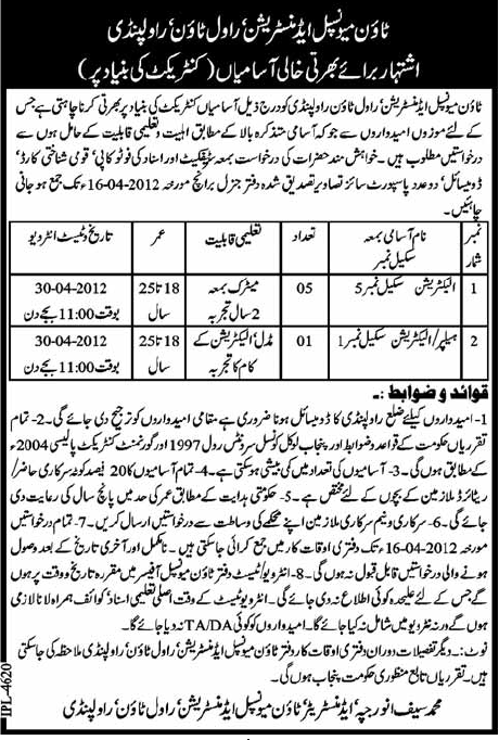 Town Municipal Administration (Govt.) Jobs