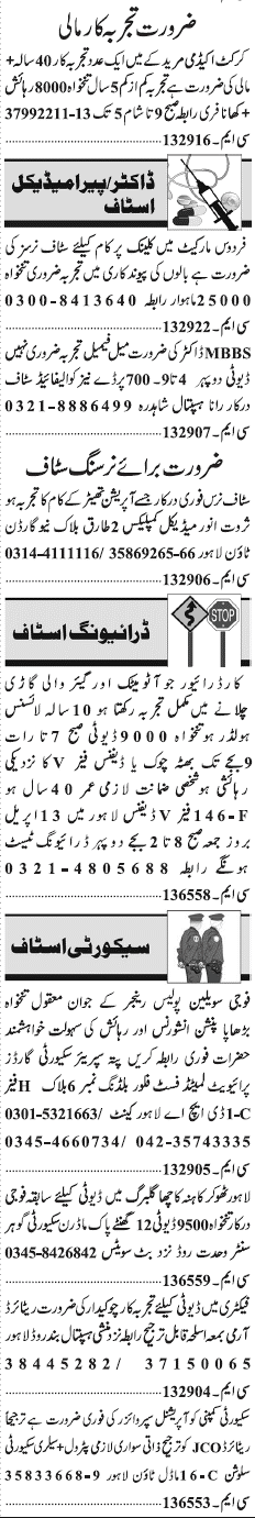 Classified Lahore Jang Misc. Jobs 2