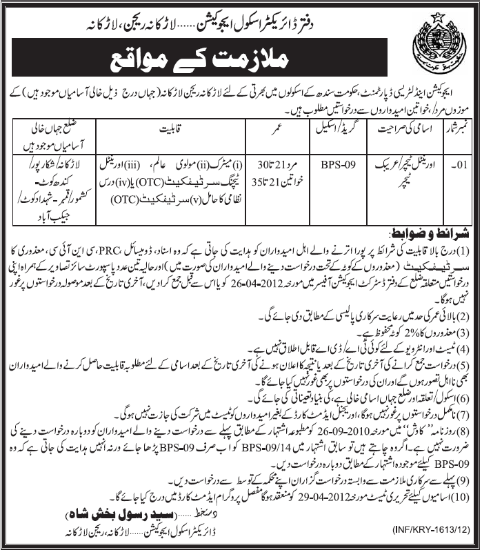 Education and Literacy Department, Government of Sindh Jobs