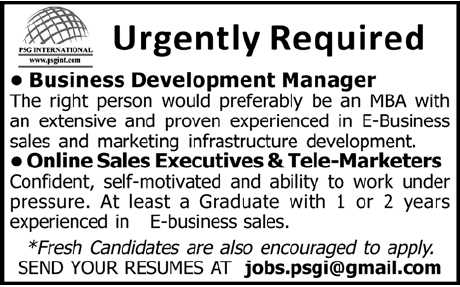 Business Development Manager and Sales Executives Jobs