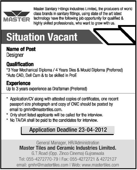 Master Tiles and Ceramic Industries Limited Jobs
