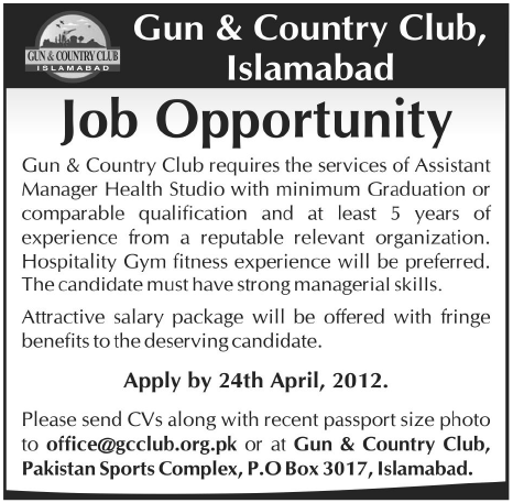 Gun & Country Club Islamabad Jobs