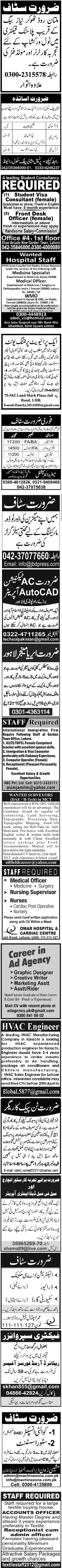 Classified Lahore Jang Misc. Jobs 1