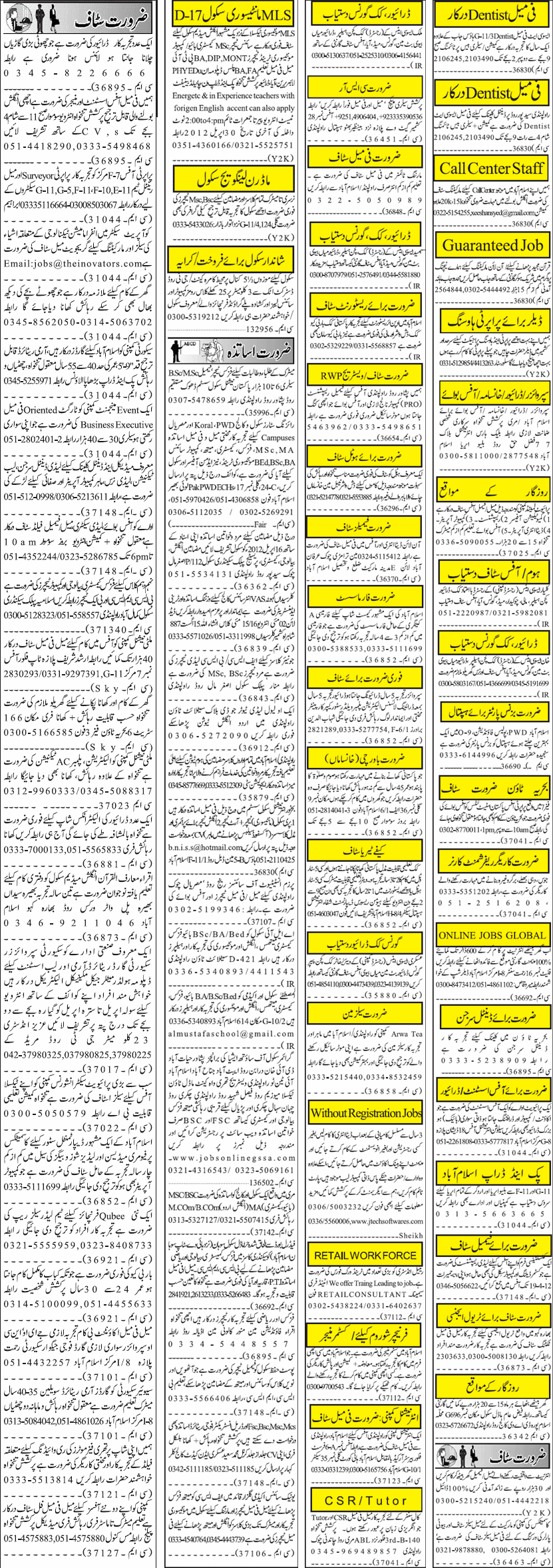 Classified Rawalpindi Jang Misc. Jobs 4