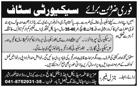 Aziz Fatima Medical and Dental College Jobs