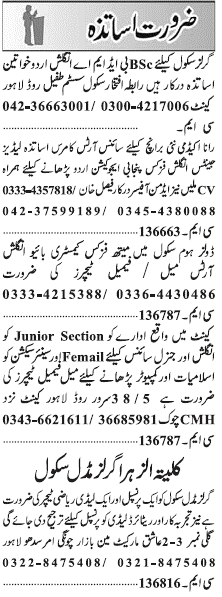 Classified Lahore Jang Misc. Jobs 3