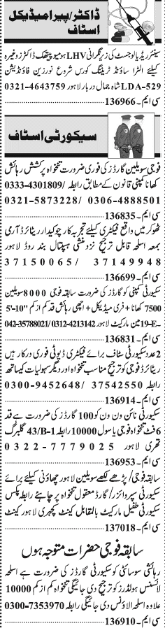 Classified Lahore Jang Misc. Jobs 2