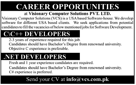 Visionary Computer Solutions Pvt. Ltd. Jobs