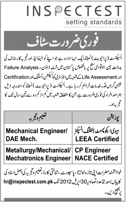 INSPECTEST Private Limited Jobs