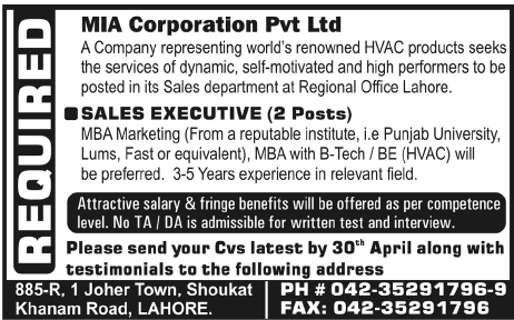 MIA Corporation Pvt Ltd Jobs