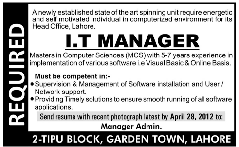 I.T Manager Jobs