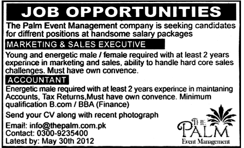 The Palm Event Management Jobs