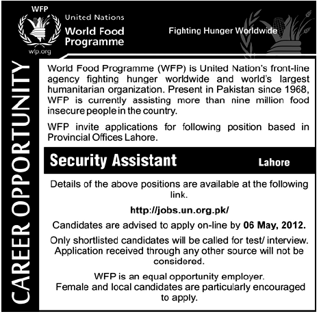 WFP (UN Jobs) Requires Security Assistant