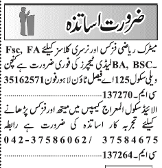 Classified Lahore Jang Misc. Jobs 4