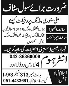 Site Engineers & Site Supervisors Jobs