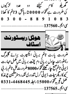 Classified Lahore Jang Misc. Jobs