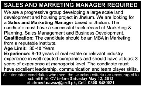 Marketing Manager required
