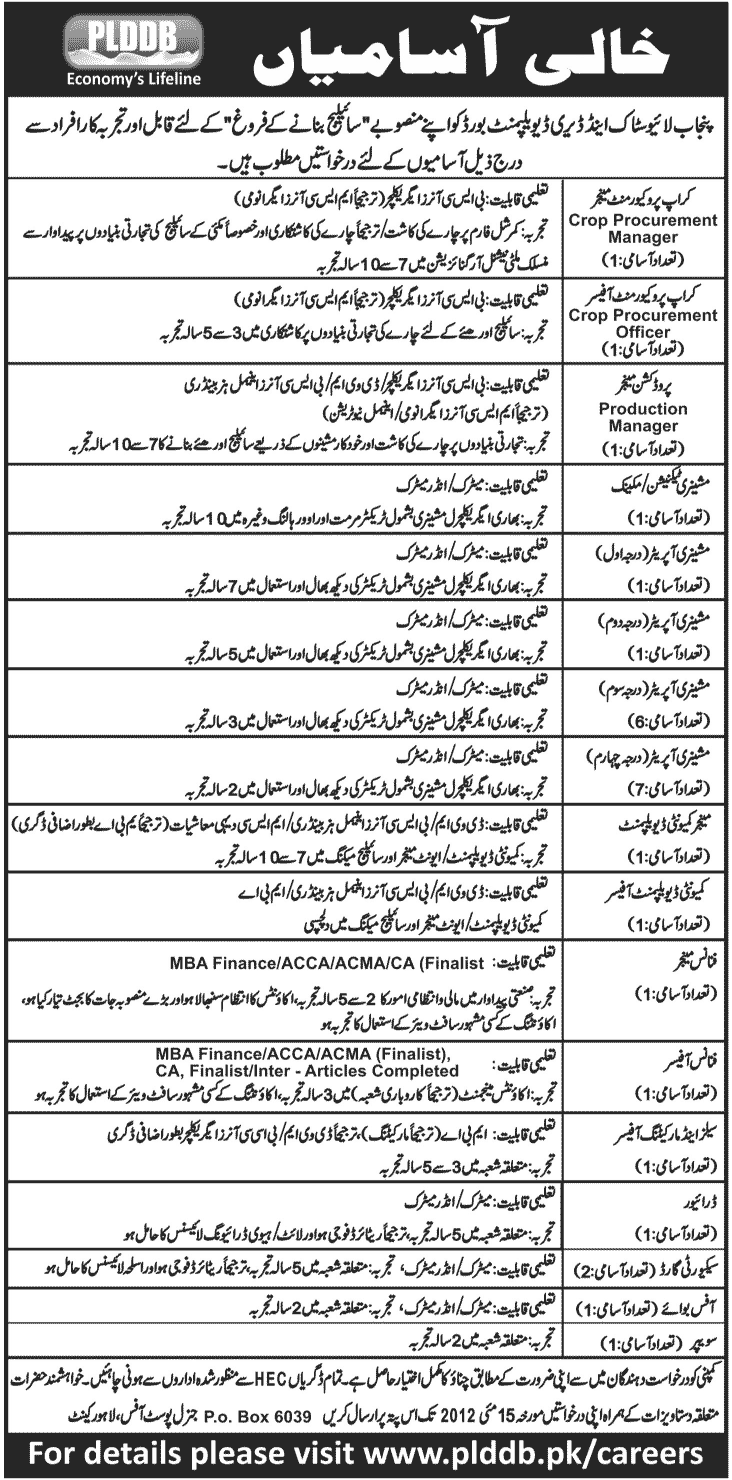 Management jobs at Punjab Livestock and Dairy Development (Govt. job)