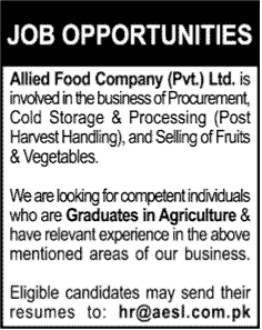 Job Opportunity at Allied Food Company