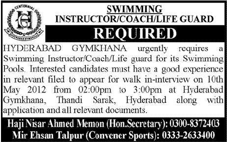 Swimming Instructor Requried
