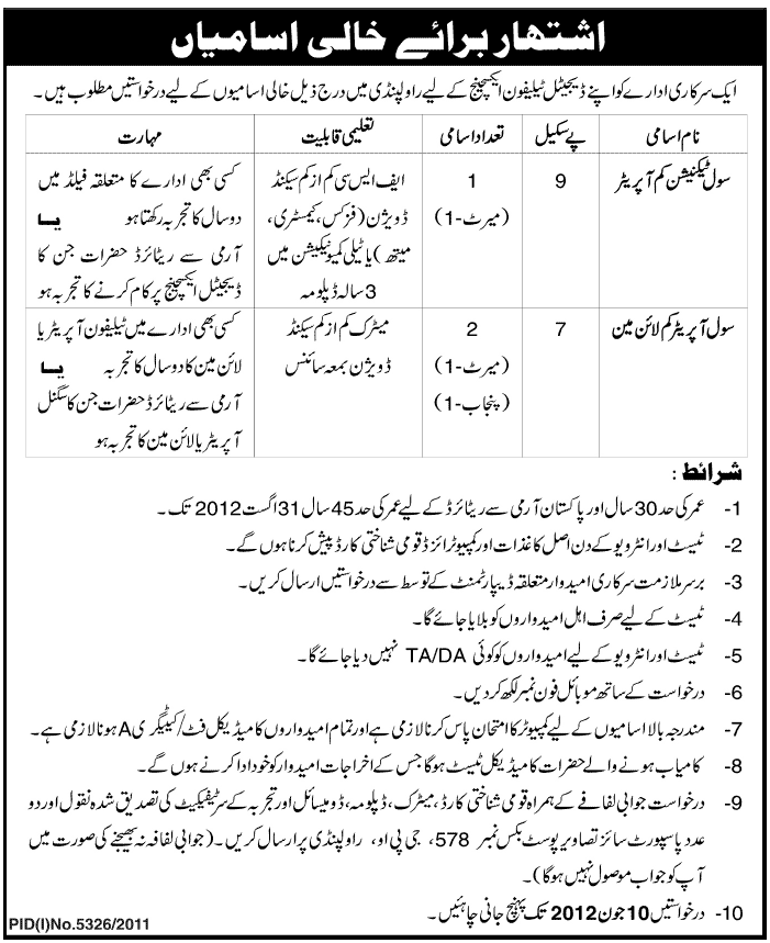 Jobs at Digital Telephone Exchange