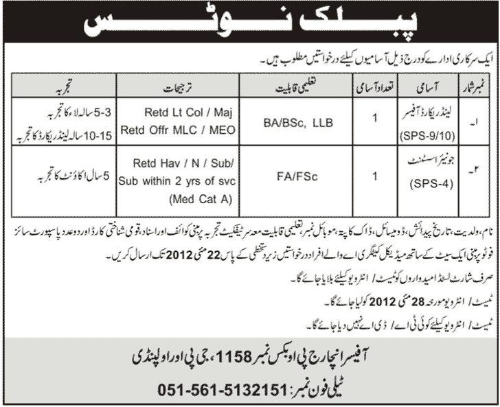 Office Staff Required at Government Sector Organization