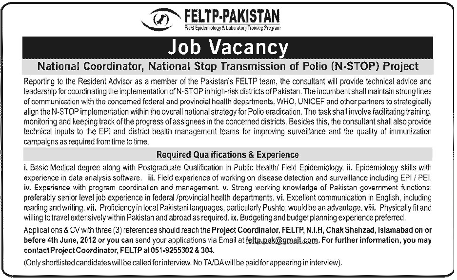 job at FELTP-Pakistan