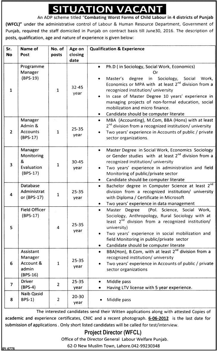 Managerial jobs at WFCL