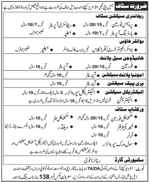 Supporting Staff Required for Ghee Industries