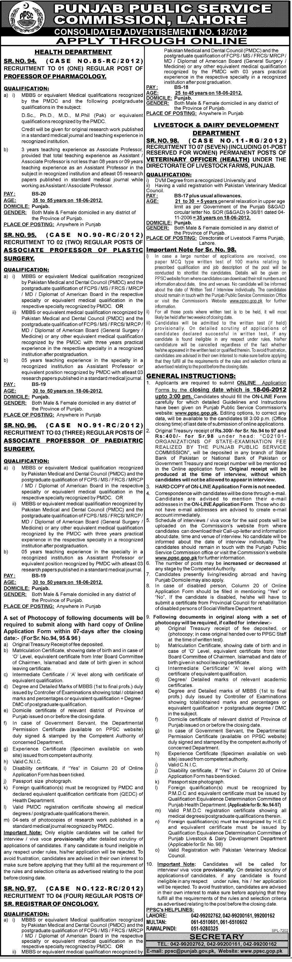 Join Health Department and Livestock & Dairy Development Department Through Punjab Public Service Commission (PPSC) (Govt. job)