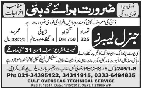 General Labours Required for Dubai