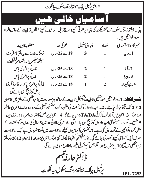 Lower Grade Staff Required at Public Health Nursing School