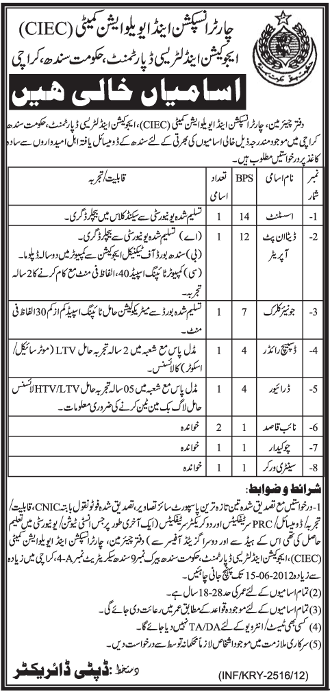 Support Staff ad Lower Scale Staff Required at CIEC