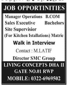 Manager and Sales Executive Required