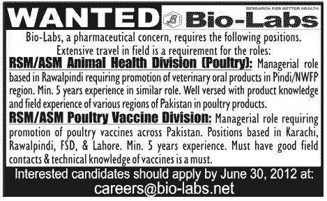 RSM/ASM Job at Bio Labs