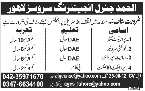 Construction Staff Required by AL-HAMD General Engineering Services